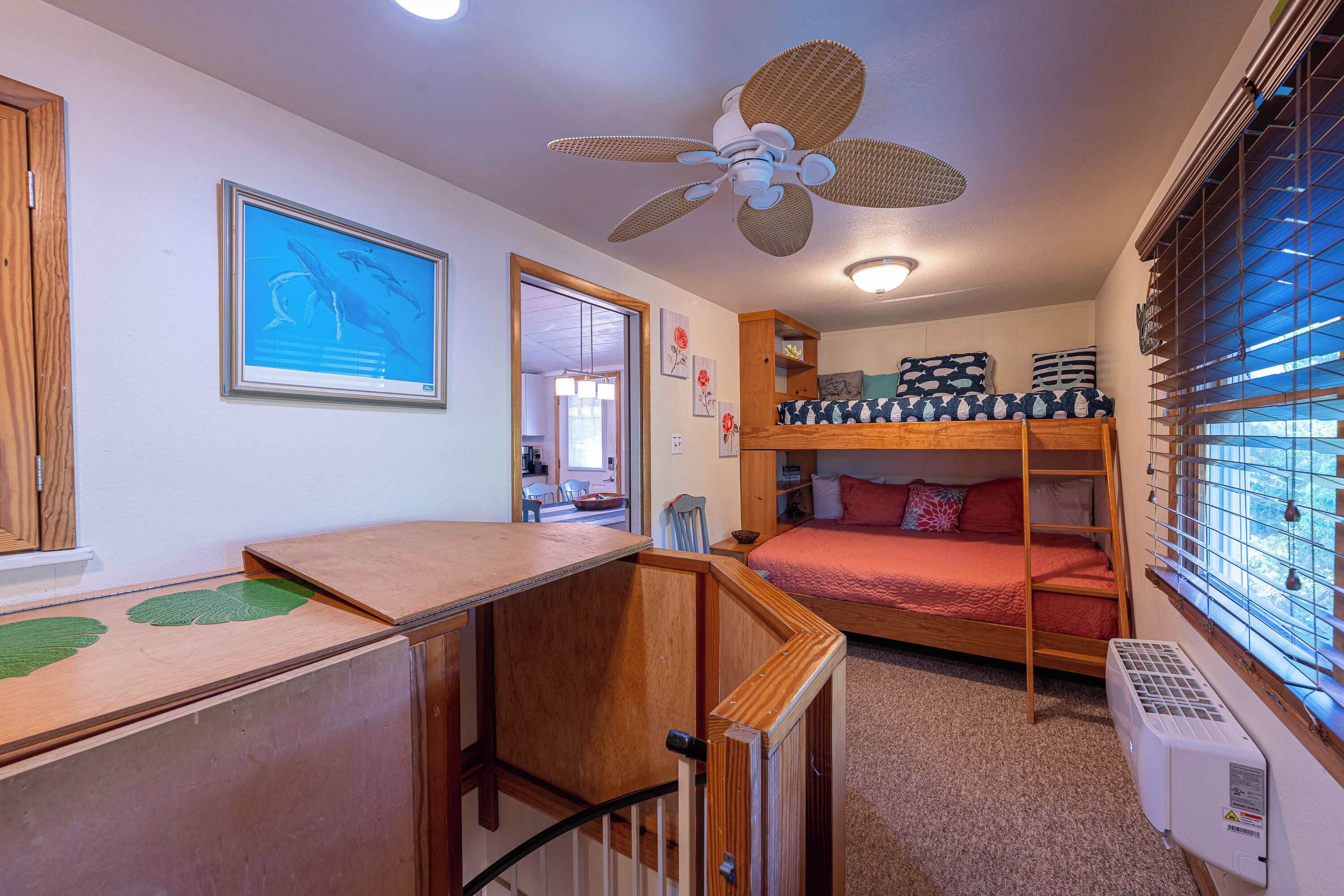 4th Bedroom/Bunkroom w/2x queens and 2x twins. Spiral stairs to studio apartment