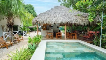 Outdoor pool, pool loungers