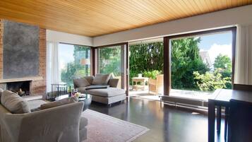 Televisión y chimenea