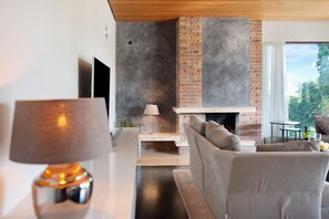TV, fireplace