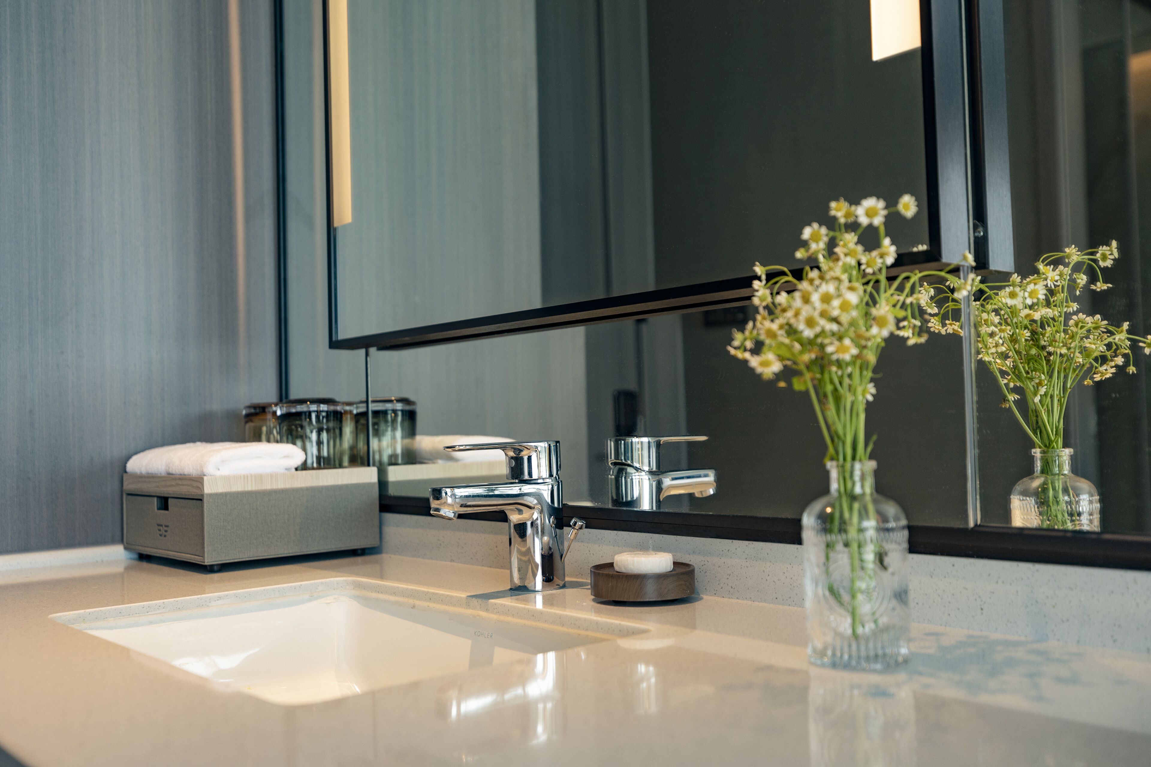 premium bedding, minibar, desk, laptop workspace