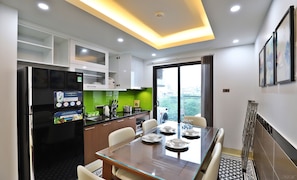 Fridge, microwave, stovetop, rice cooker