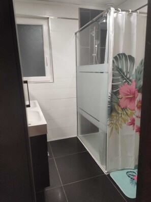 Secador de cabelo, toalhas de banho