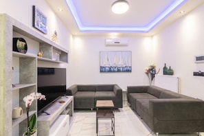 Basic Apartment | Living area | 40-inch Smart TV with satellite channels