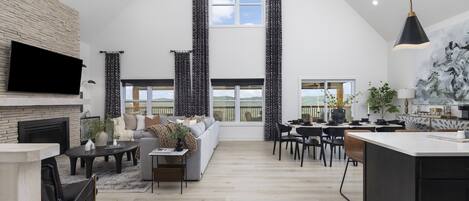 Smart TV, chimenea, videojuegos y reproductor de DVD