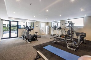 Stay active with our fully equipped gym featuring treadmills, stationary bikes, and weight machines.