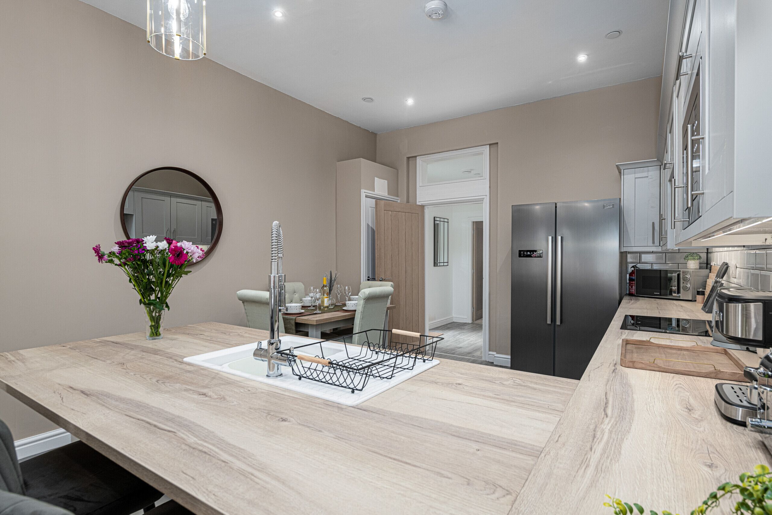 Fridge, microwave, oven, dishwasher