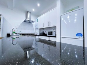 Fridge, microwave, toaster, high chair