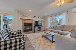 TV, fireplace, video games, stereo