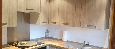 Fridge, microwave, oven, coffee/tea maker