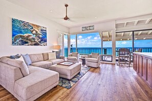 Condo (1 Bedroom) | Living room | 50-inch flat-screen TV with satellite channels, TV - Kapalua Bay Villas by KBM (Kapalua)
