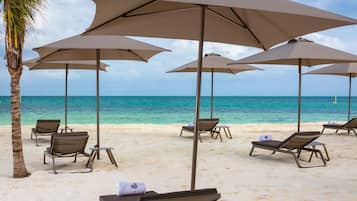 Private beach, sun-loungers, beach towels