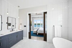 Shower, towels, toilet paper