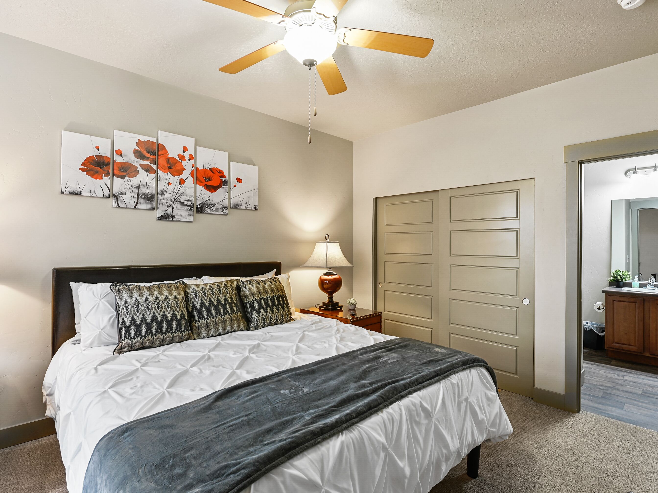 1 bedroom, desk, iron/ironing board, travel crib
