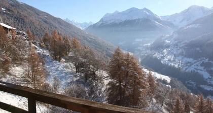 Outside: Apartment in a chalet for 2 people with balcony, terrace with garden furniture, a breathta