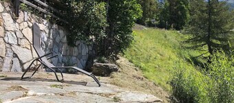 Outside: Apartment in a chalet for 2 people with balcony, terrace with garden furniture,  a breathta