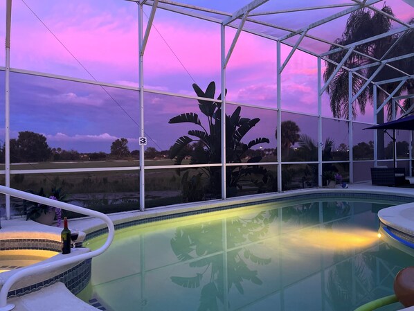 Piscine extérieure, piscine chauffée