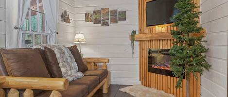 Télévision, cheminée, espaces bureaux