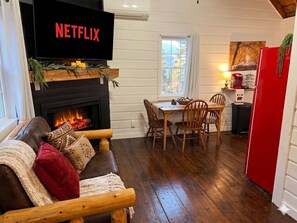 TV, fireplace