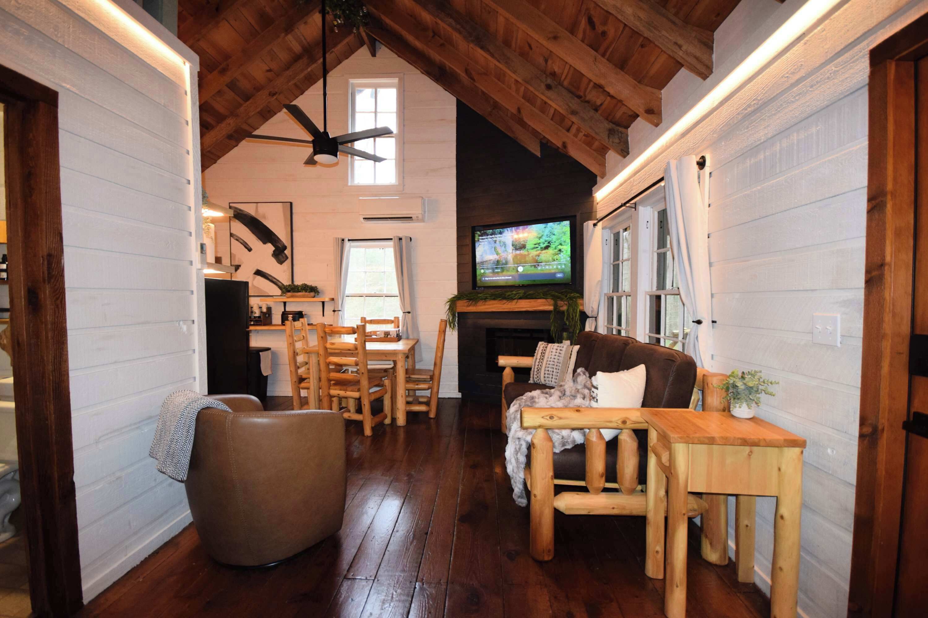 TV, fireplace, offices