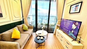 奢华公寓, 2 间卧室, 双浴室, 城市景观 | 2 多间卧室、高档床上用品、特色装修、特色家居