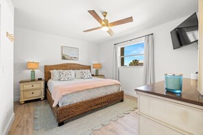 1 bedroom, desk, iron/ironing board, travel cot