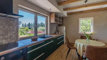 Fridge, oven, stovetop, dishwasher