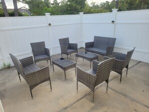 Terrace/patio - Perfect Beach Getaway with two pools! Walking distance to the beach and more. (Panama City Beach)