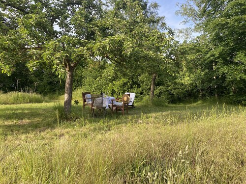 Stylish and bright apartment in a listed half-timbered house with a large garden