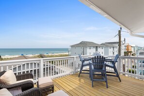 Outdoor dining - SeaEsta - Sands II J3 | Incredible Beach Views + Community Pool! (Carolina Beach)