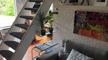 Smart TV, books, music library, stereo