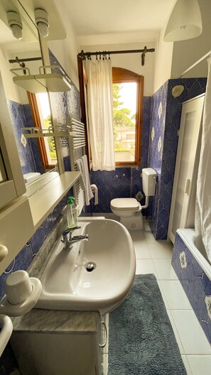Dusche, Haartrockner, Bidet, Handtücher