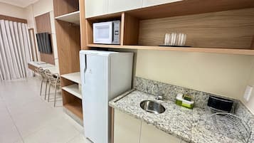 Mini-fridge, microwave