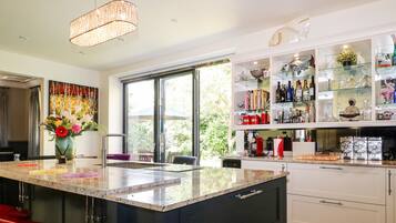 Fridge, dishwasher, electric kettle, toaster