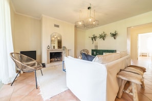 TV, fireplace