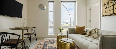 50-inch flat-screen TV with digital channels, TV, streaming services