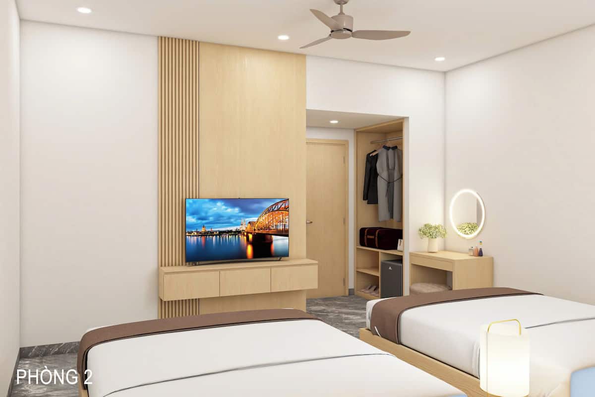 Deluxe-Vierbettzimmer | Hochwertige Bettwaren, Daunenbettdecken, Pillowtop-Betten, Minibar