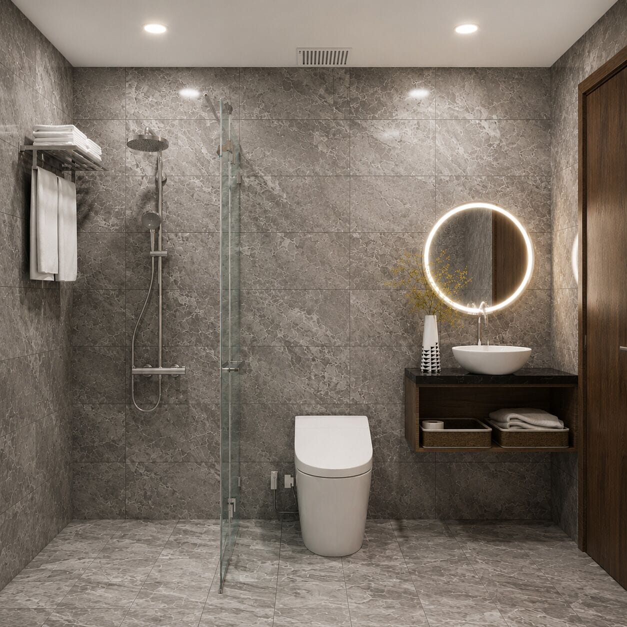 Regadera, regadera con hidromasaje, amenidades de baño de diseñador 