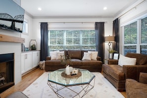 Smart TV, fireplace, video games, books