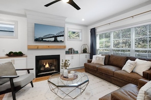 Smart TV, fireplace, video games, books