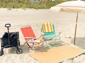 Sun-loungers, beach towels