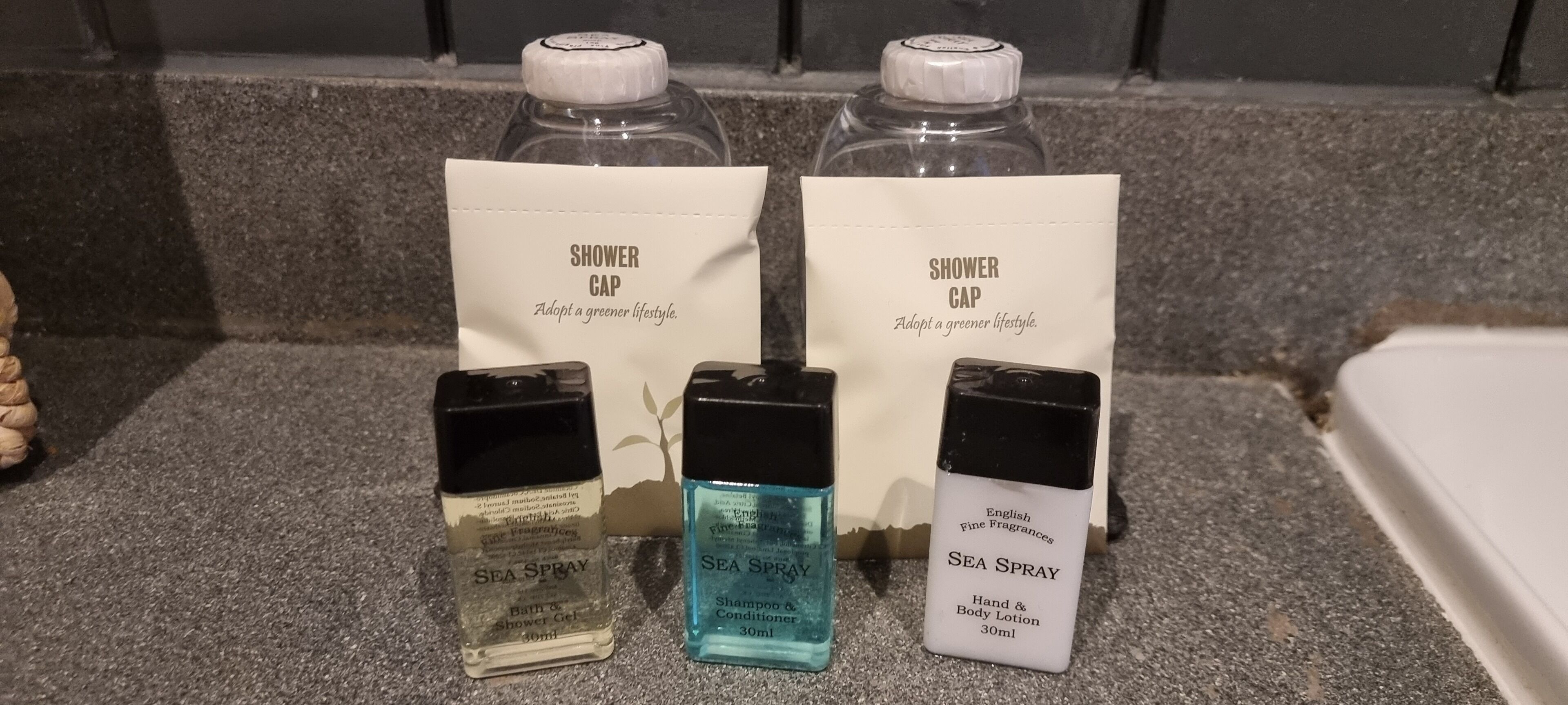 Shower, rainfall showerhead, towels, soap