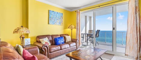 Condo, Multiple Beds, Balcony, Ocean View | Living area