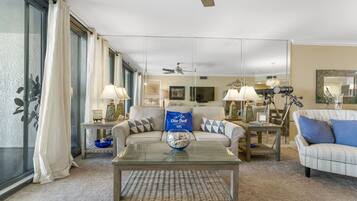 Condo, Multiple Beds, Balcony, Ocean View (Watercrest 705) | Living area | 40-inch TV with digital channels