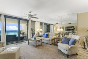 Condo, Multiple Beds, Balcony, Ocean View (Watercrest 705) | Living area | 40-inch TV with digital channels - Stunning 2/2 Designer Condo w Coastal Appeal Right on the Gulf! (Panama City Beach)