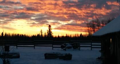 Quiet wilderness location, many lakes nearby for fishing and recreation.