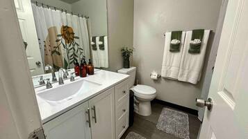 Family Apartment, 2 Bedrooms | Bathroom | Combined shower/bathtub, free toiletries, hair dryer, towels