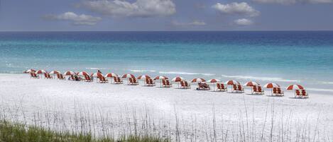 Sun-loungers, beach towels