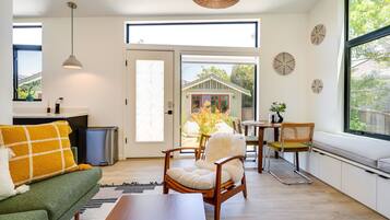 Flat-screen TV, books