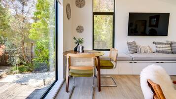 Flat-screen TV, books